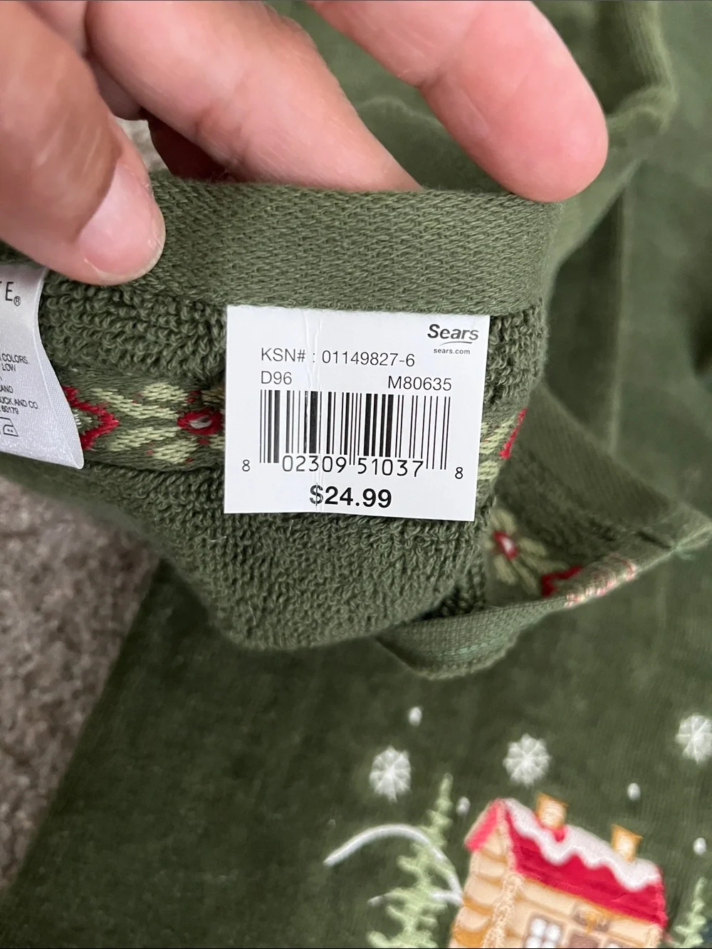 Forest Green Holiday Embroidered Towel Set